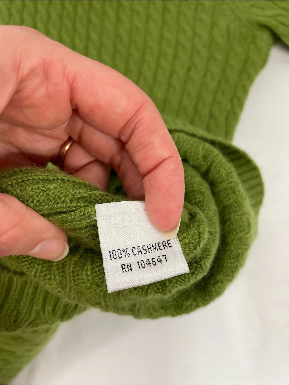 Talbots 100% Cashmere Cable Knit Turtleneck Sweater Green Medium Soft Luxury - Picture 7 of 11
